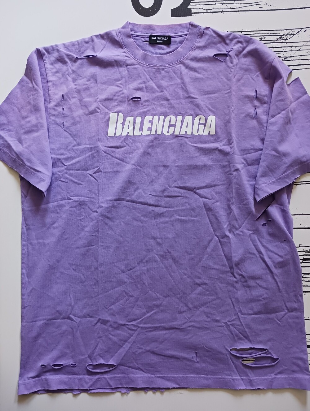 NWT Balenciaga Purple With Dostressed Hols, Oversized Size XS